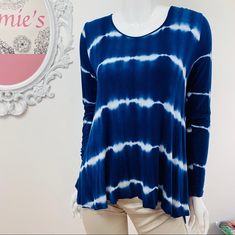Altard State / Blue White Striped Tie Dye Tunic - Picture 2 of 8